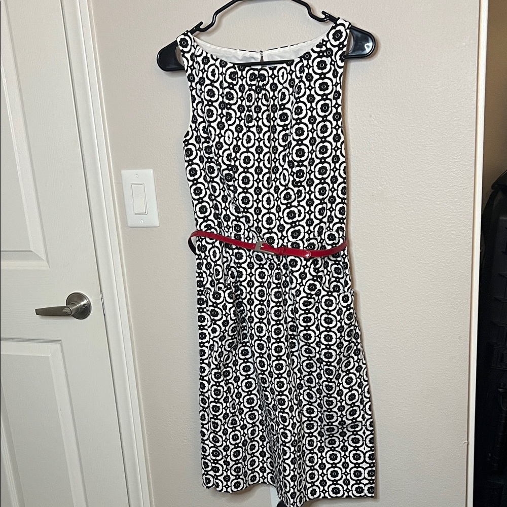 Nine West Black and White Dress with Red Accent Belt